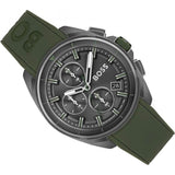 Hugo Boss Volane Chronograph Grey Dial Green Silicone Strap Watch For Men - 1513952
