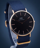 Daniel Wellington Classic Bayswater Black Dial Black NATO Strap Watch For Men - DW00100277