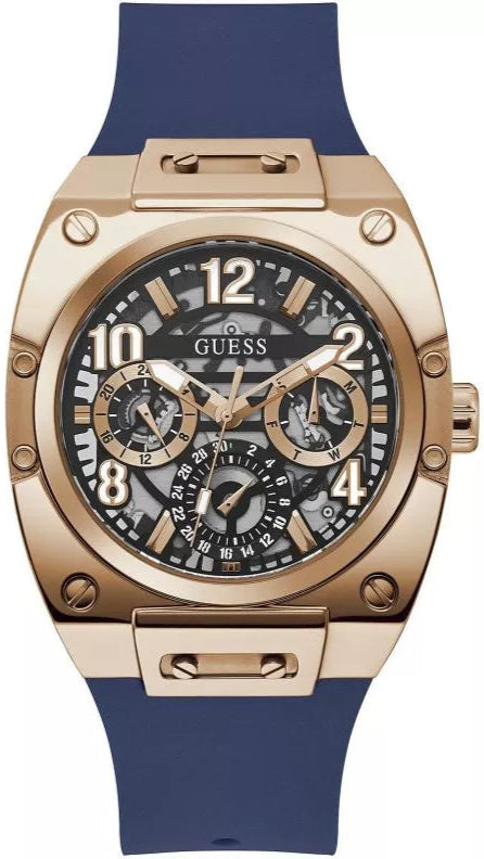 Guess Prodigy Multifunction Navy Blue Dial Blue Silicone Strap Watch For Men - GW0569G3