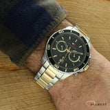 Tommy Hilfiger Jordon Chronograph Black Dial Two Tone Steel Strap Watch For Men - 1792095