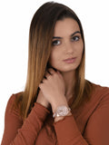 Michael Kors Ritz Chronograph Rose Gold Dial Rose Gold Steel Strap Watch For Women - MK6485