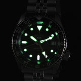 Seiko 5 Sports SKX GMT Automatic Green Dial Silver Steel Strap Watch For Men - SSK035K1