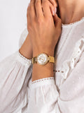 Guess Muse Crystals White Dial Rose Gold Steel Strap Watch For Women - W1008L2