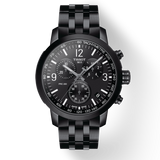 Tissot PRC 200 Chronograph Black Dial Black Steel Strap Watch For Men - T114.417.33.057.00