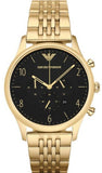 Emporio Armani Classic Chronograph Black Dial Gold Steel Strap Watch For Men - AR1893
