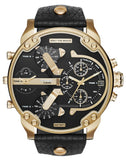 Diesel Mr Daddy Chronograph Black Dial Black Leather Strap Watch For Men - DZ7371