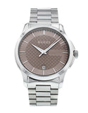 Gucci G Timeless Brown Dial Silver Steel Strap Watch For Men - YA126445