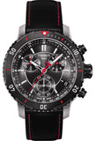 Tissot T Sport PRS 200 Chronograph Grey Dial Black Leather Strap Watch For Men - T067.417.26.051.00