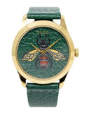 Gucci G Timeless Bee Green Dial Green Leather Strap Watch For Women - YA1264065