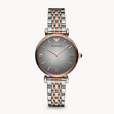 Emporio Armani Gianni T Bar Grey Dial Two Tone Steel Strap Watch For Women - AR1725