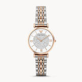 Emporio Armani Gianni T Bar White Dial Two Tone Steel Strap Watch For Women - AR1926