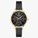 Hugo Boss Flawless Chronograph Black Dial Black Mesh Bracelet Watch for Women - 1502627