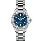 Tag Heuer Aquaracer Quartz Diamonds Blue Dial Silver Steel Strap Watch for Women - WAY131N.BA0748
