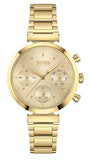 Hugo Boss Flawless Chronograph Gold Dial Gold Steel Strap Watch for Women - 1502532