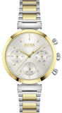 Hugo Boss Flawless Chronograph Silver Dial Two Tone Steel Strap Watch for Women - 1502550