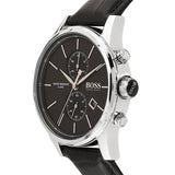 Hugo Boss Jet Chronograph Black Dial Black Leather Strap Watch for Men - 1513279