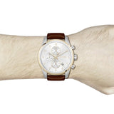 Hugo Boss Skymaster Chronograph White Dial Brown Leather Strap Watch for Men - 1513786