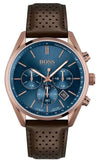 Hugo Boss Champion Chronograph Blue Dial Brown Leather Strap Watch for Men - 1513817