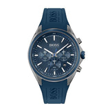 Hugo Boss Distinct Chronograph Blue Dial Blue Rubber Strap Watch for Men - 1513856