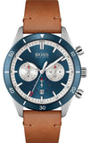 Hugo Boss Santiago Chronograph Blue Dial Brown Leather Strap Watch for Men - 1513860