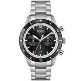 Hugo Boss Santiago Chronograph Black Dial Silver Steel Strap Watch for Men - 1513862