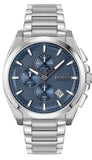 Hugo Boss Grandmaster Chronograph Blue Dial Silver Steel Strap Watch for Men - 1513884