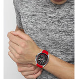 Hugo Boss Volane Chronograph Black Dial Red Rubber Strap Watch for Men - 1513959