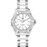 Tag Heuer Aquaracer Diamonds White Dial Two Tone Steel Strap Watch for Women - WAY131F.BA0914