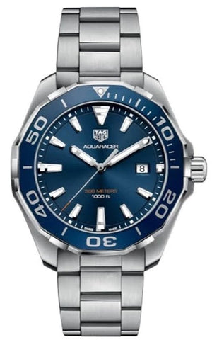 Tag Heuer Aquaracer Blue Dial Silver Steel Strap Watch for Men - WAY101C.BA0746