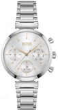 Hugo Boss Flawless Chronograph Silver Dial Silver Steel Strap Watch for Women - 1502530