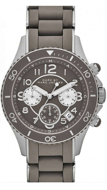 Marc Jacobs Rock Chronograph Grey Dial Grey Silicone Strap Watch for Women - MBM2595