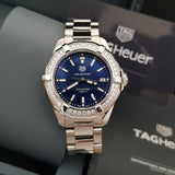 Tag Heuer Aquaracer Quartz Diamonds Blue Dial Silver Steel Strap Watch for Women - WAY131N.BA0748
