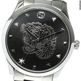 Gucci G Timeless Diamonds Black Dial Silver Steel Strap Watch For Women - YA1264125
