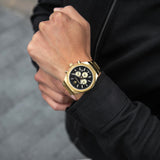 Maserati Stile Chronograph Black Dial Gold Steel Strap Watch For Men - R8873642001