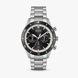 Hugo Boss Santiago Chronograph Black Dial Silver Steel Strap Watch for Men - 1513862