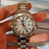 Tag Heuer Aquaracer Calibre 5 Automatic White Dial Silver Steel Strap Watch for Men - WAY2013.BA0927