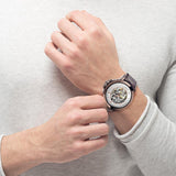 Maserati Ingegno Automatic Skeleton White Dial Brown Leather Strap Watch For Men - R8821119003