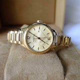 Burberry The Classic Champagne Dial Gold Steel Strap Watch for Women - BU10109