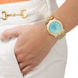 Marc Jacobs Amy Blue Dial Gold Steel Strap Watch for Women - MBM3220