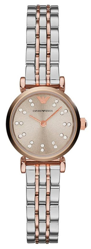Emporio Armani Gianni T Bar Grey Dial Two Tone Steel Strap Watch For Women - AR1841
