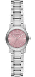 Burberry The City Diamonds Pink Dial Silver Steel Strap Watch for Women - BU9231