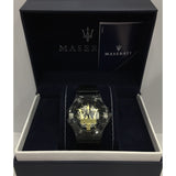 Maserati Potenza Automatic Black Dial Black Leather Strap Watch For Men - R8821108036