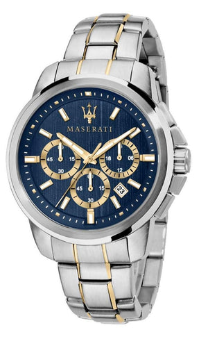 Maserati Successo Chronograph Quartz Blue Dial Silver Steel Strap Watch For Men - R8873621016