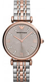 Emporio Armani Gianni T Bar Grey Dial Two Tone Steel Strap Watch For Women - AR1840