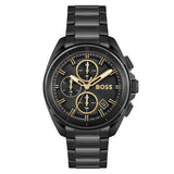 Hugo Boss Volane Chronograph Black Dial Black Steel Strap Watch for Men - 1513950