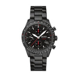 Hugo Boss Aero Chronograph Black Dial Black Steel Strap Watch for Men - 1513771