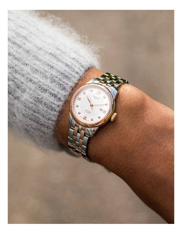 Tissot Le Locle Lady Automatic Diamonds Silver Dial Two Tone Steel Strap Watch For Women - T006.207.22.036.00