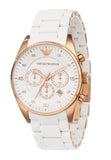Emporio Armani Sportivo Chronograph White Dial White Rubber Strap Watch For Men - AR5919