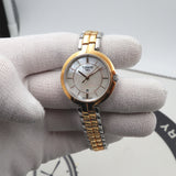Tissot Flamingo Mother of Pearl White Dial Two Tone Steel Strap Watch For Women - T094.210.22.111.01