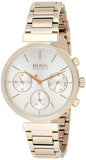 Hugo Boss Flawless Chronograph Silver Dial Rose Gold Steel Strap Watch for Women -1502531